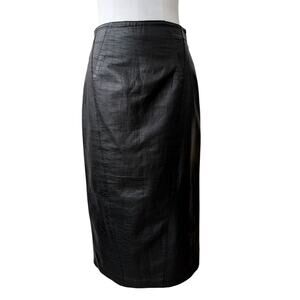 vintage toffs croc embossed leather midi skirt